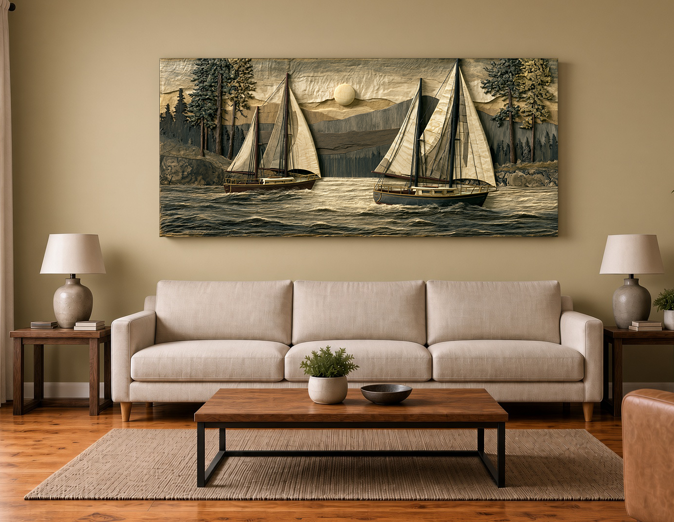 Sailboats on the Lake: Wood Intarsia