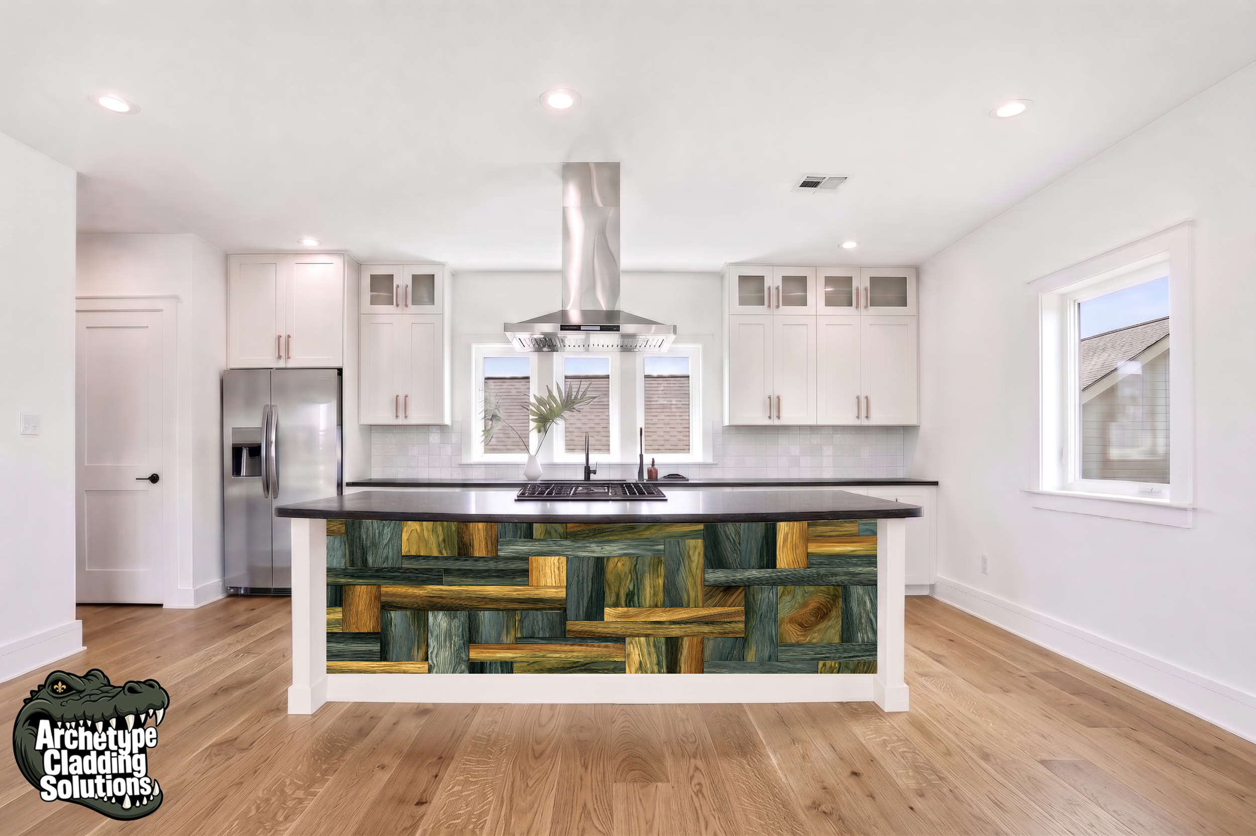 Green Gold Blocks – Architectural Kitchen Island Cladding