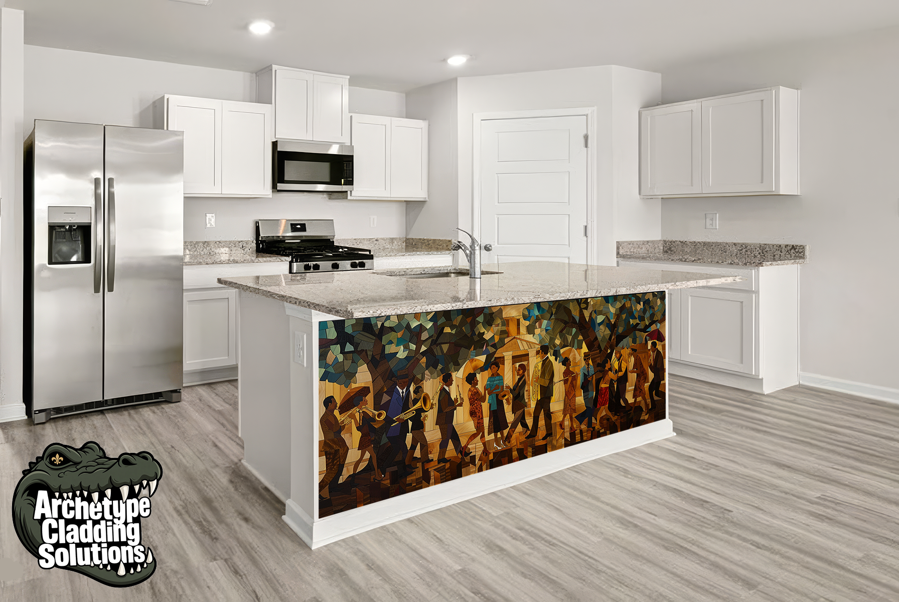 Louis Armstrong Park Square Marquetry – Architectural Kitchen Island Cladding