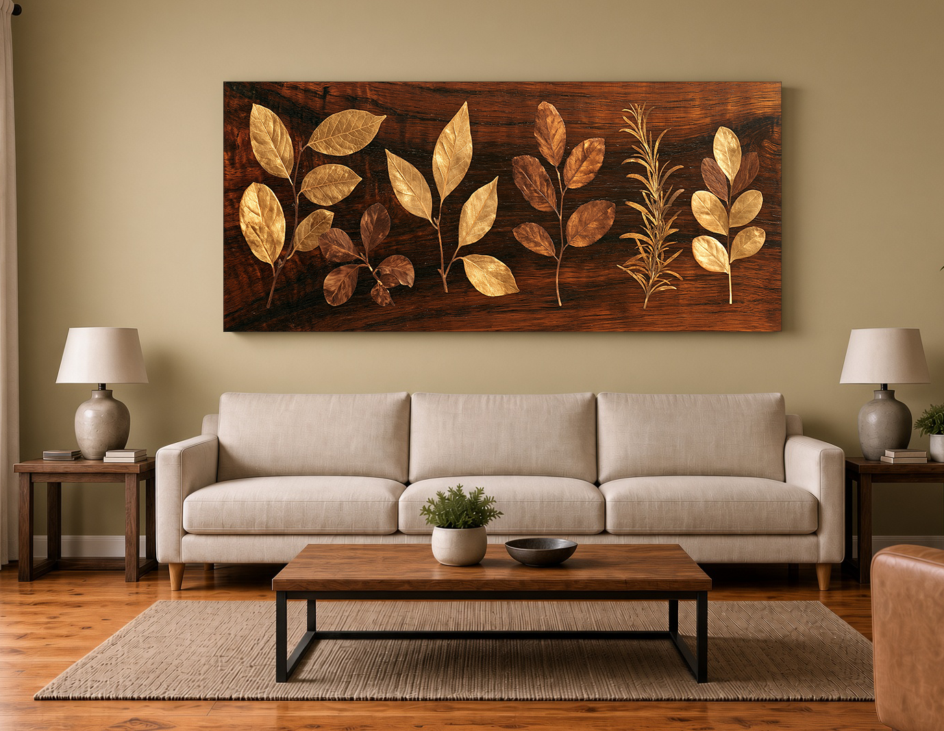Wood Marquetry Botanical Herbs Wall Art Print