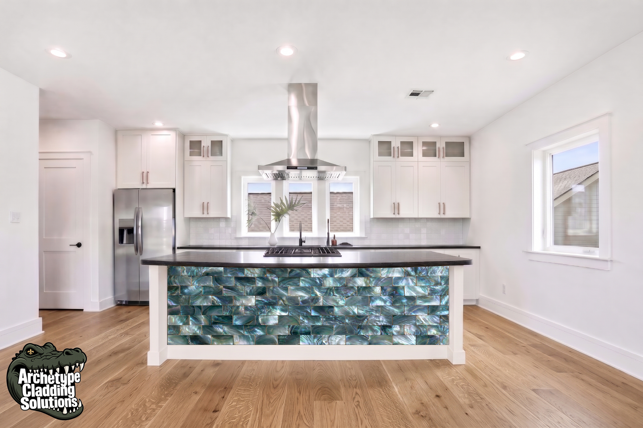 Mother of Pearl Tile – Architectural Kitchen Island Cladding