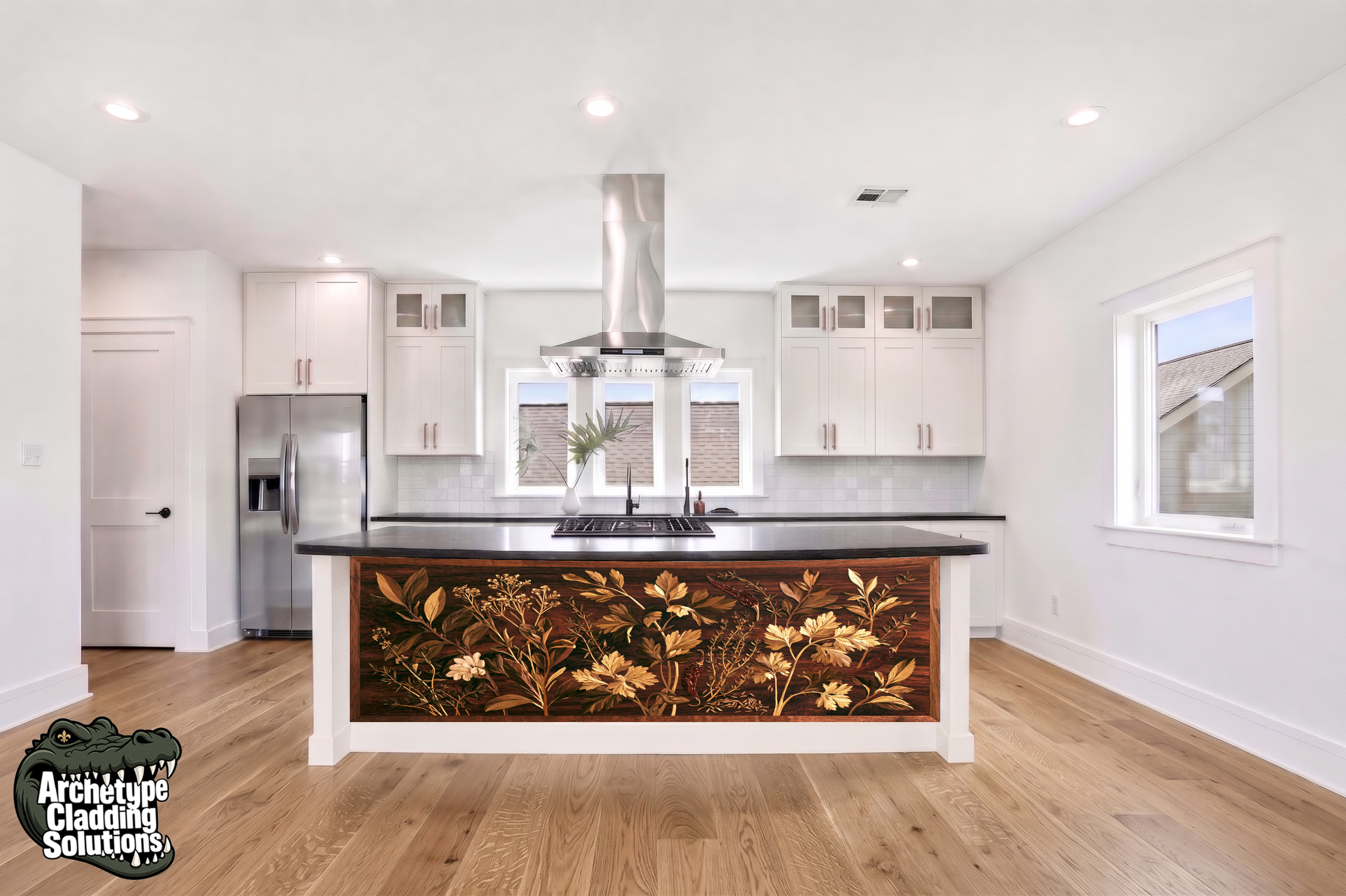 Wild Herb Marquetry – Architectural Kitchen Island Cladding