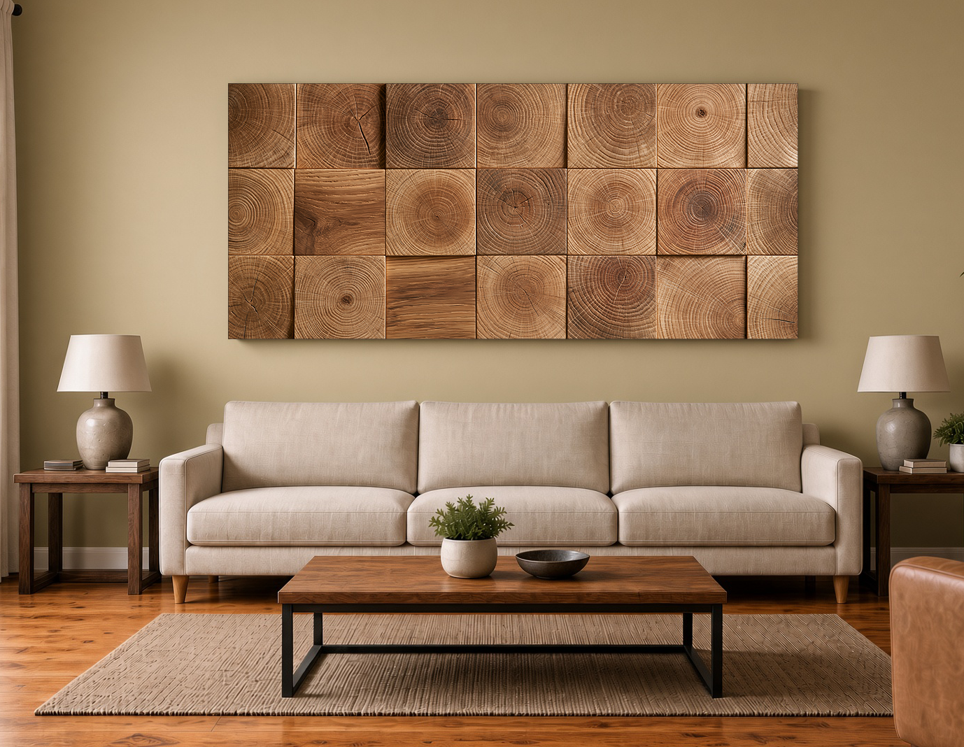 Sugar Maple End-Grain Block Array: Modern Wood Wall Art