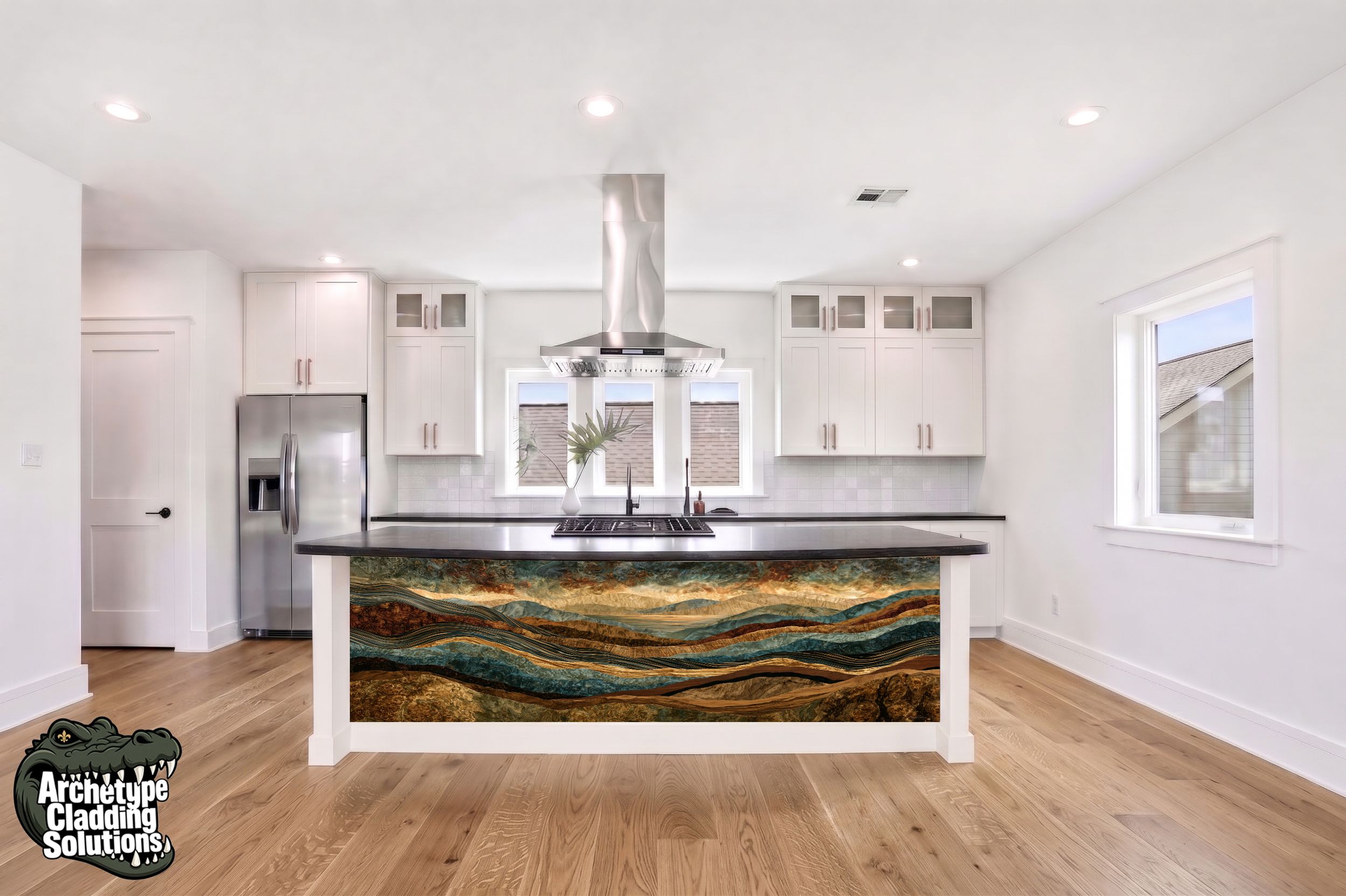 Canyon Horizon Waves – Architectural Kitchen Island Cladding