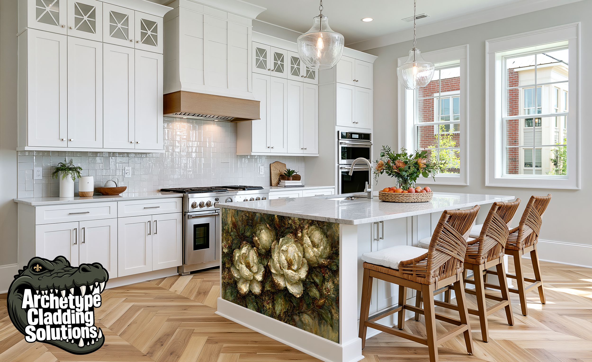 Gold Crusted Magnolia Renaissance – Architectural Kitchen Island Cladding
