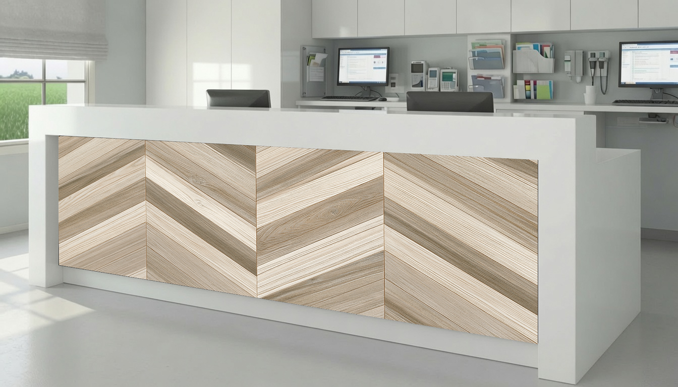 Taupe & Bleached Oak Chevron Parquet – Architectural Cladding Panels
