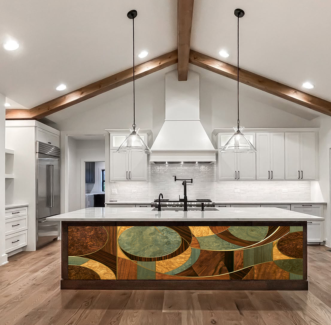 Golden Current Veneer – Architectural Kitchen Island Cladding
