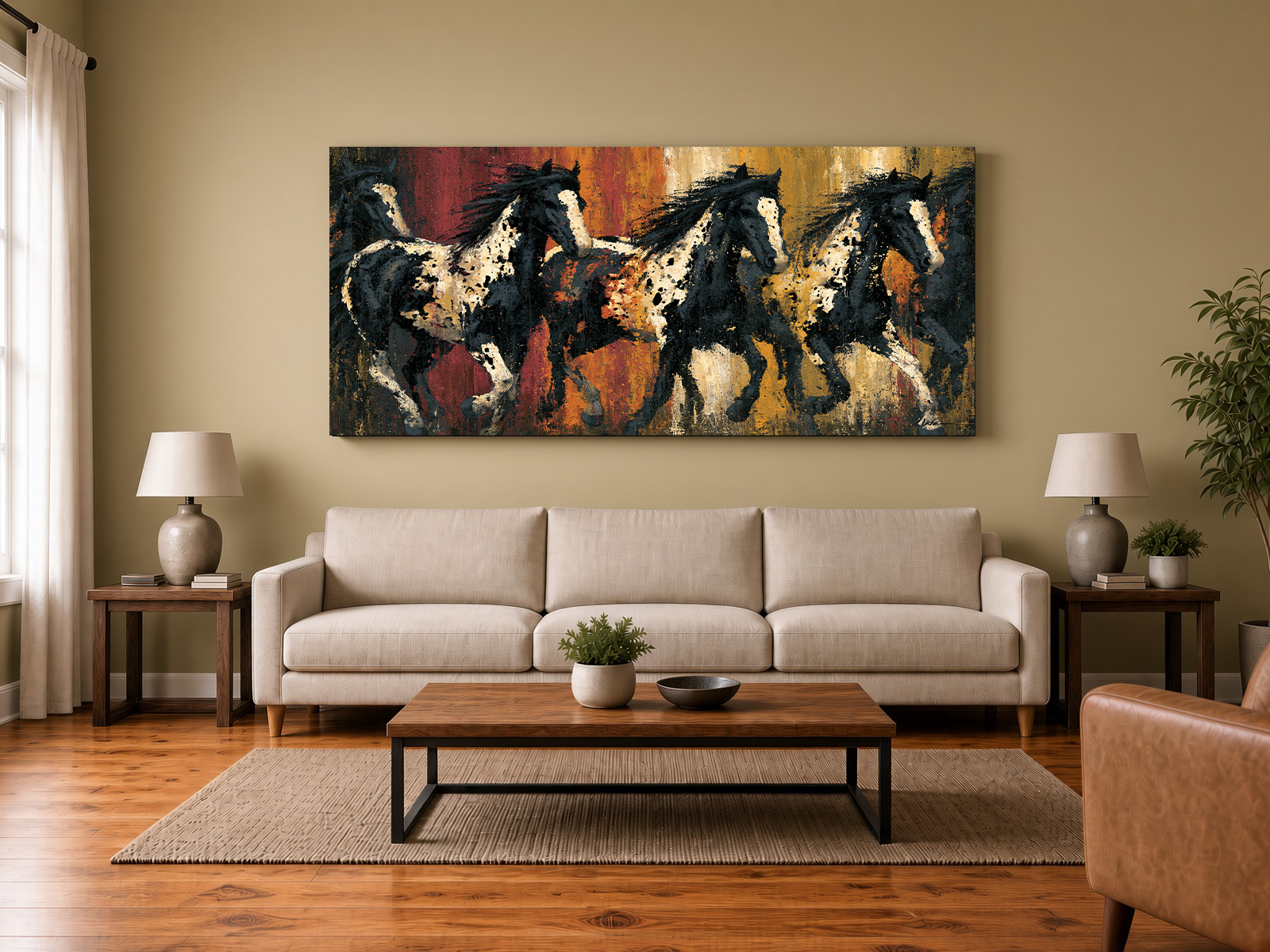 Painterly Galloping Horses in the Landscape Wall Art II