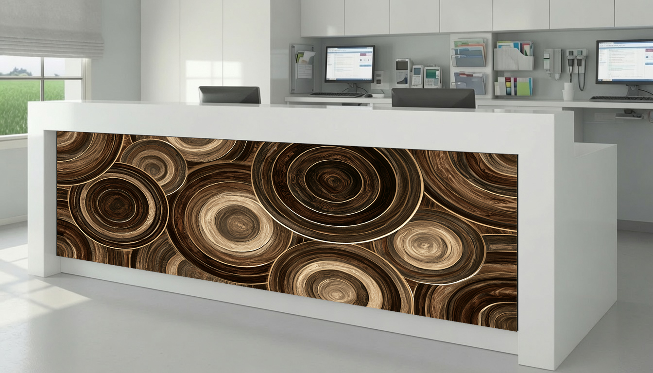Dark Walnut & Amber Concentric Ring Marquetry – Architectural Cladding Panels