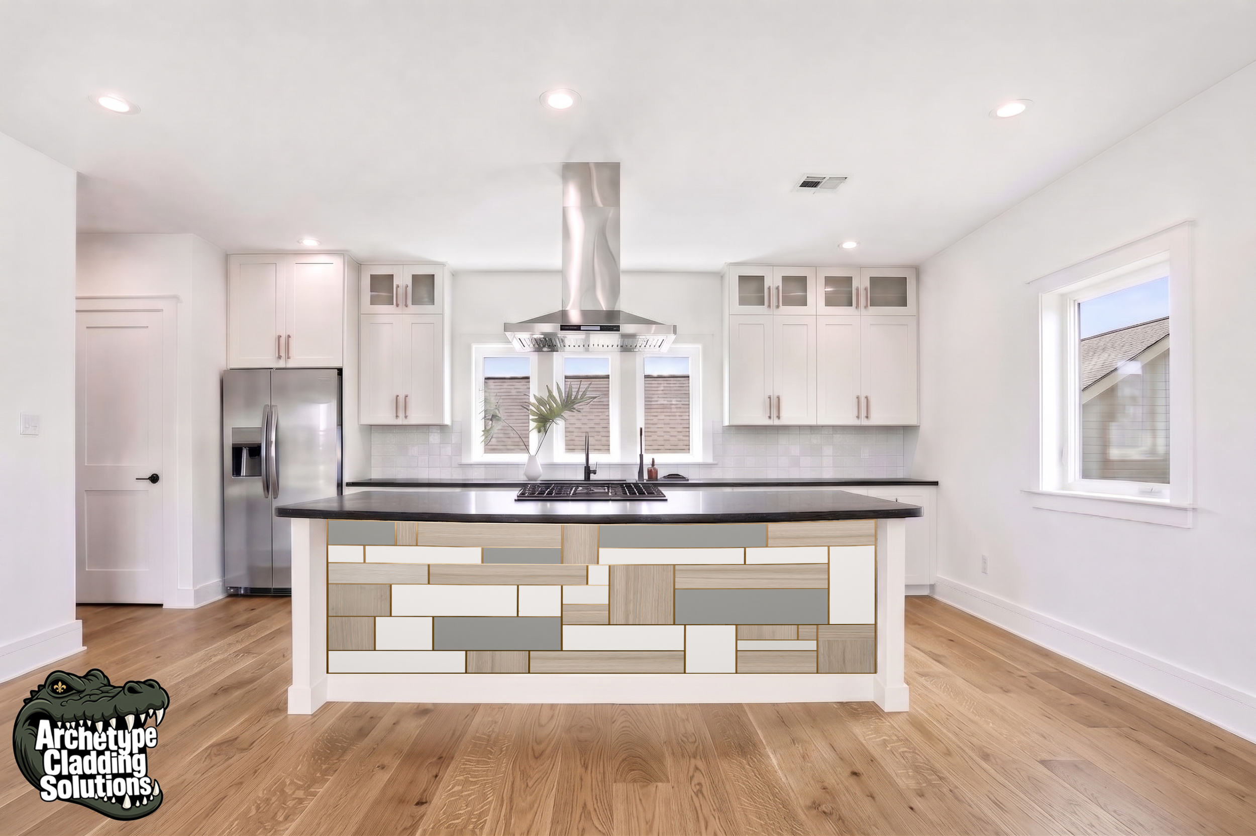 Gray White Blocks – Architectural Kitchen Island Cladding