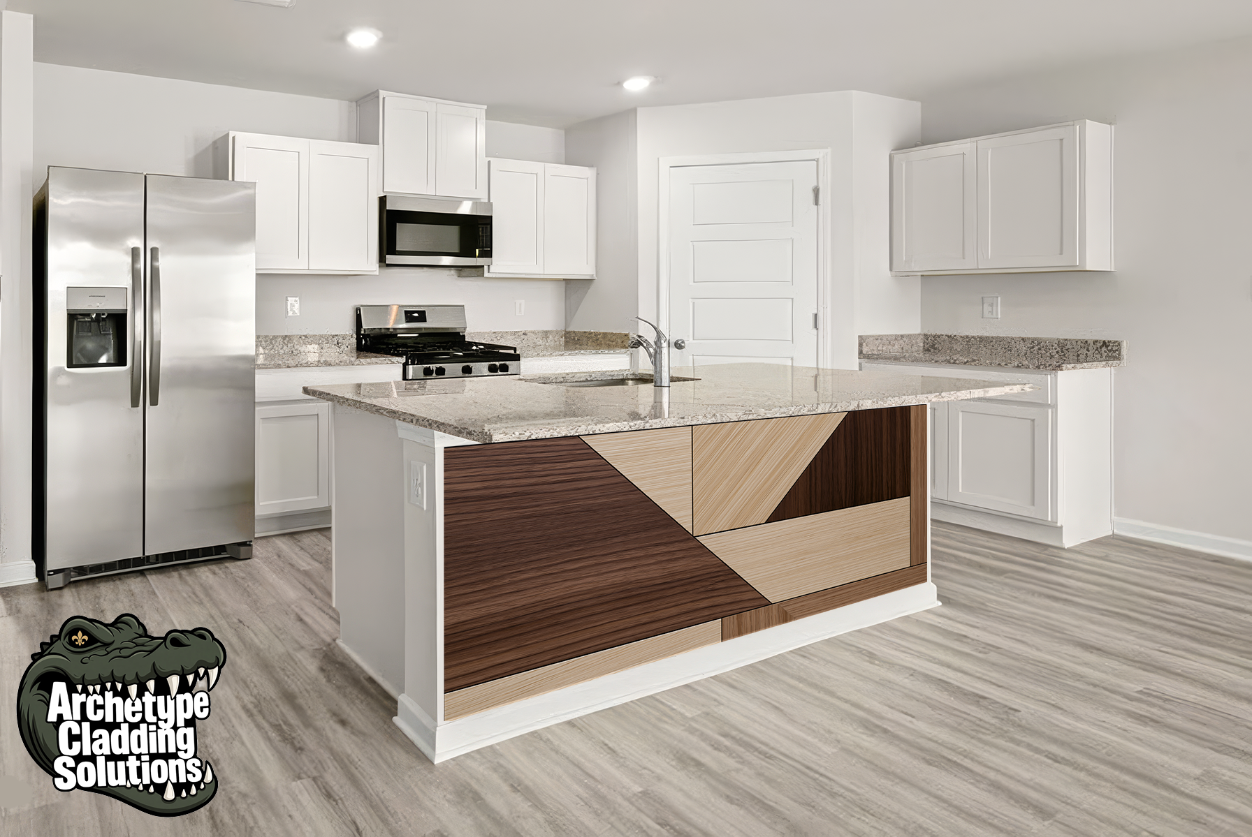 Walnut Oak Facets – Architectural Kitchen Island Cladding
