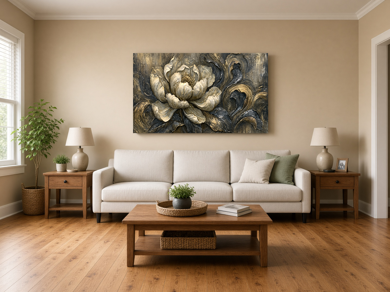 Heavy Impasto Blue Accent Magnolia Fine Art Print