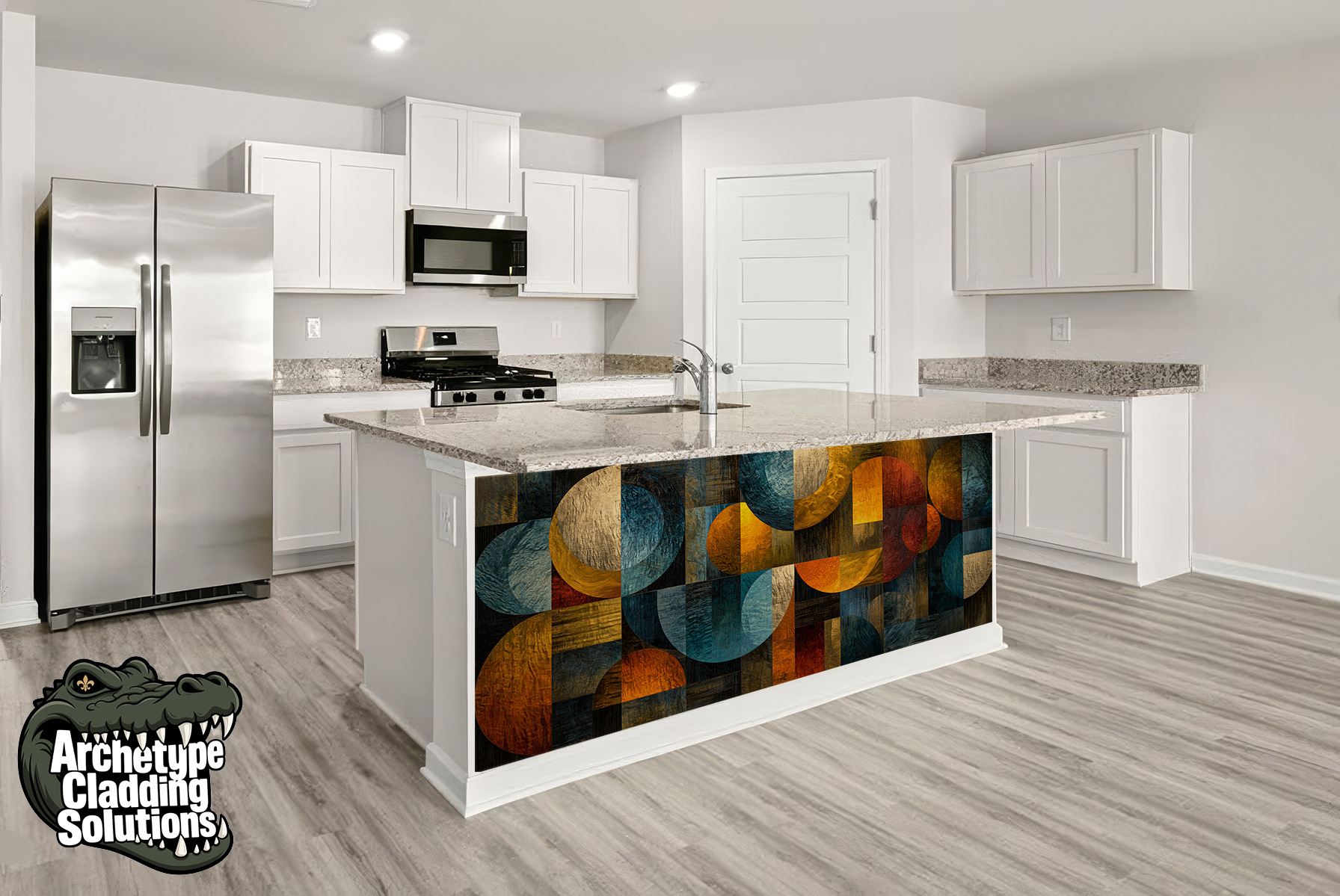 Jewel Circle Grid – Architectural Kitchen Island Cladding