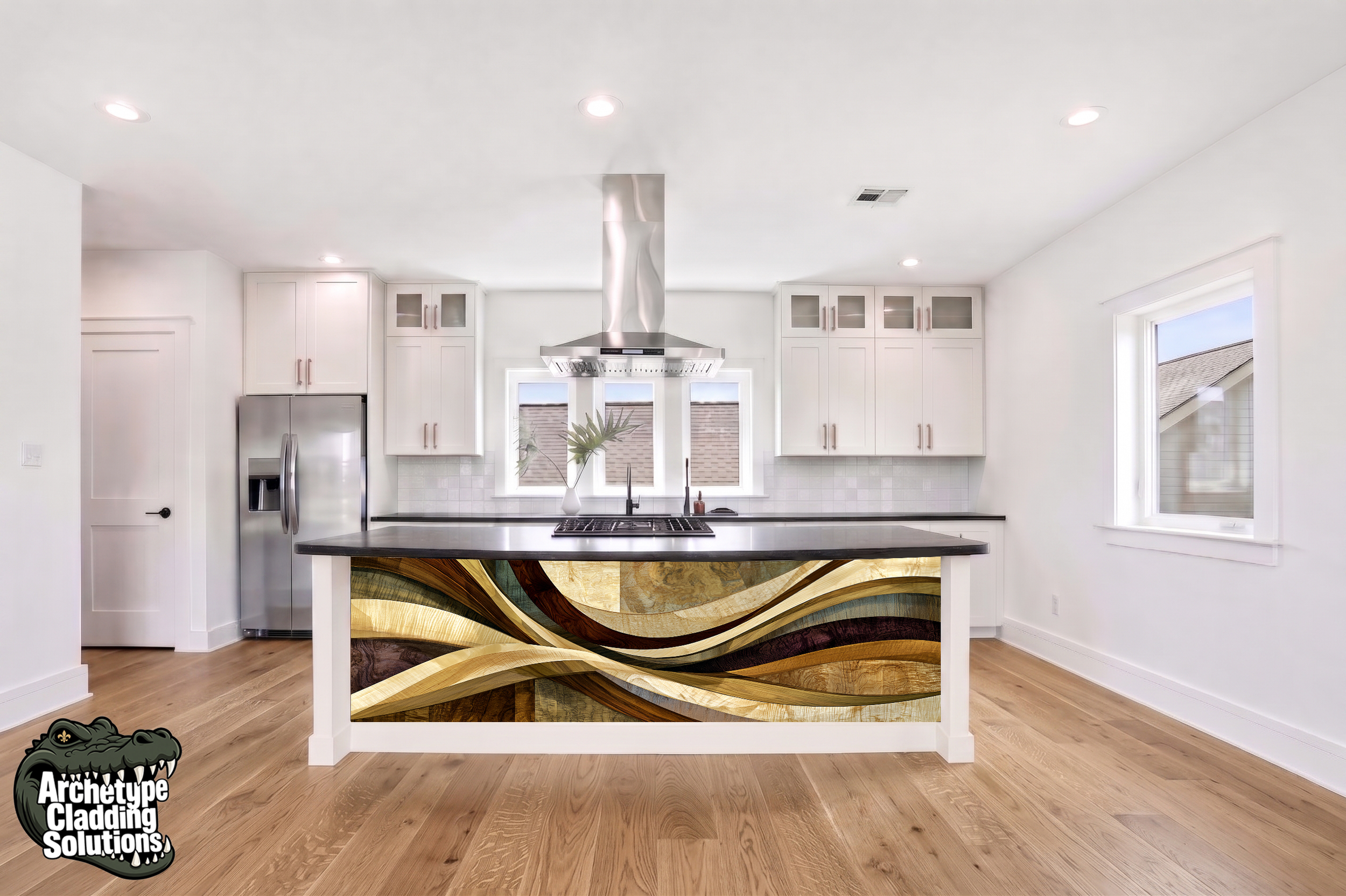 Golden Current Veneer – Architectural Kitchen Island Cladding (Copy)