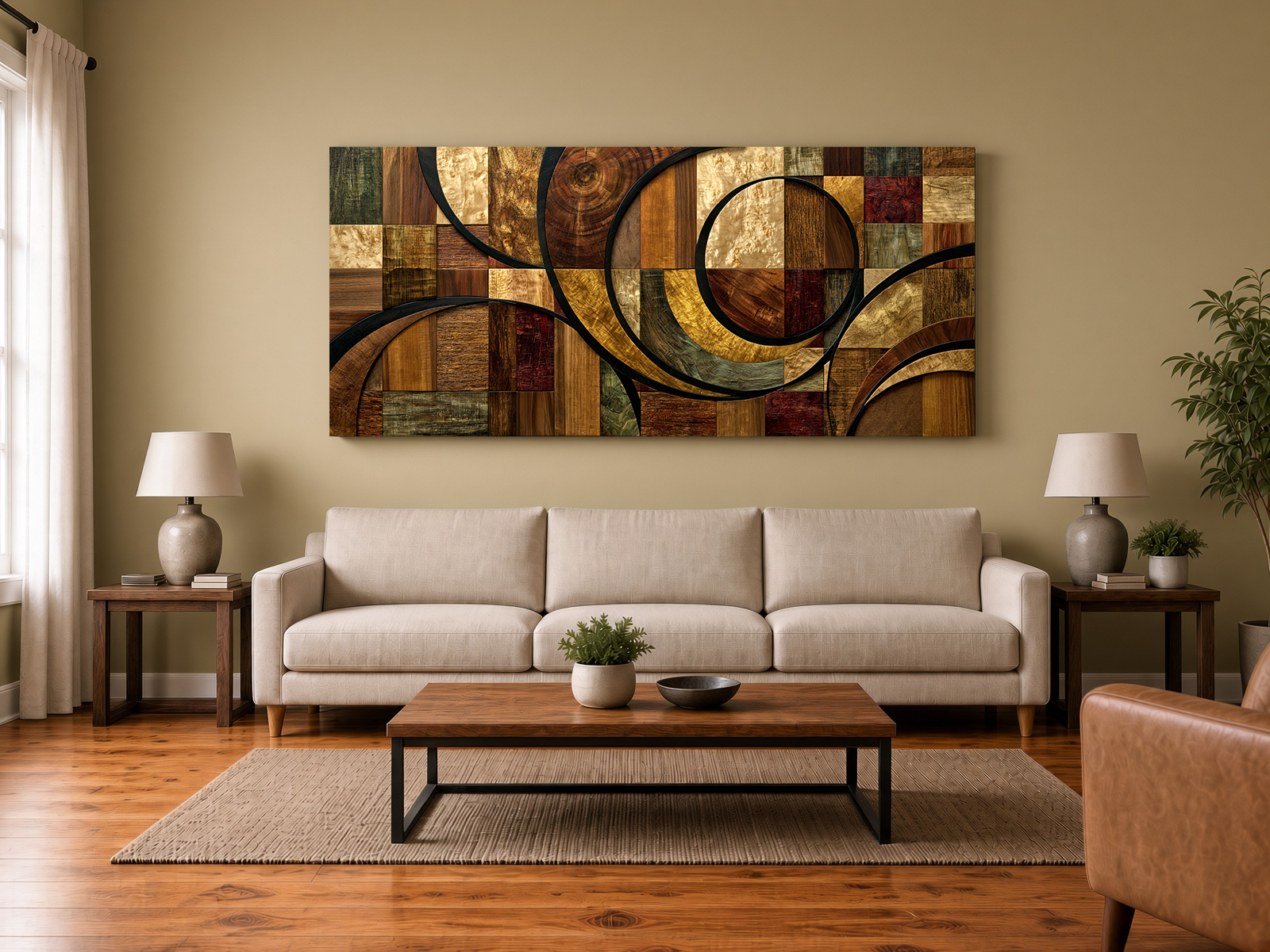 Architectural Geometric Wood Mosaic Fine Art Print