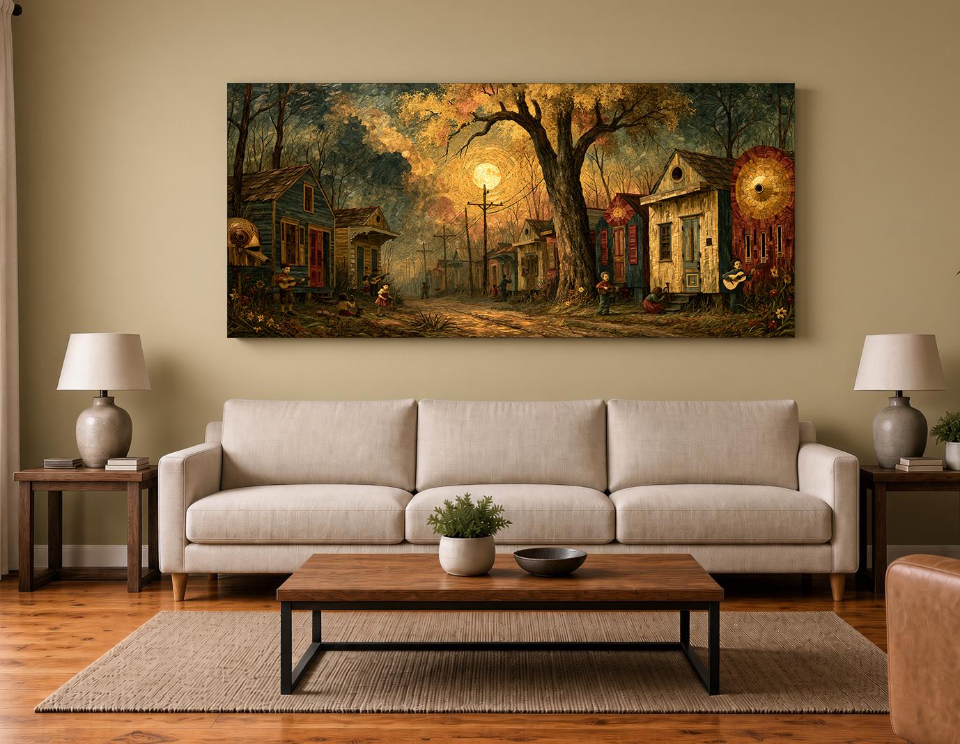 Painterly Wood Intarsia Fantasy Cottage Fine Art Print VI