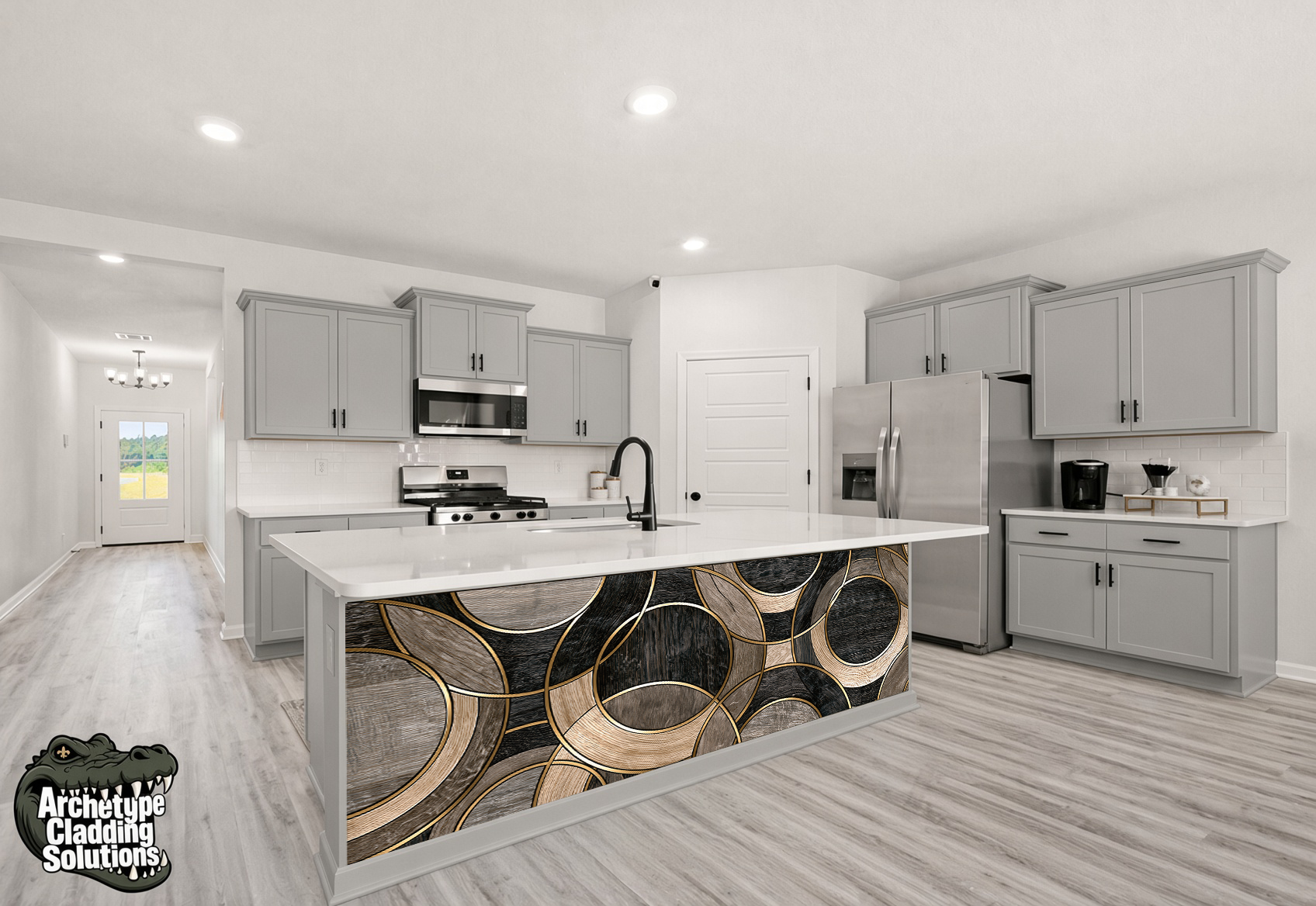 Concentric Orbital Rings – Architectural Kitchen Island Cladding