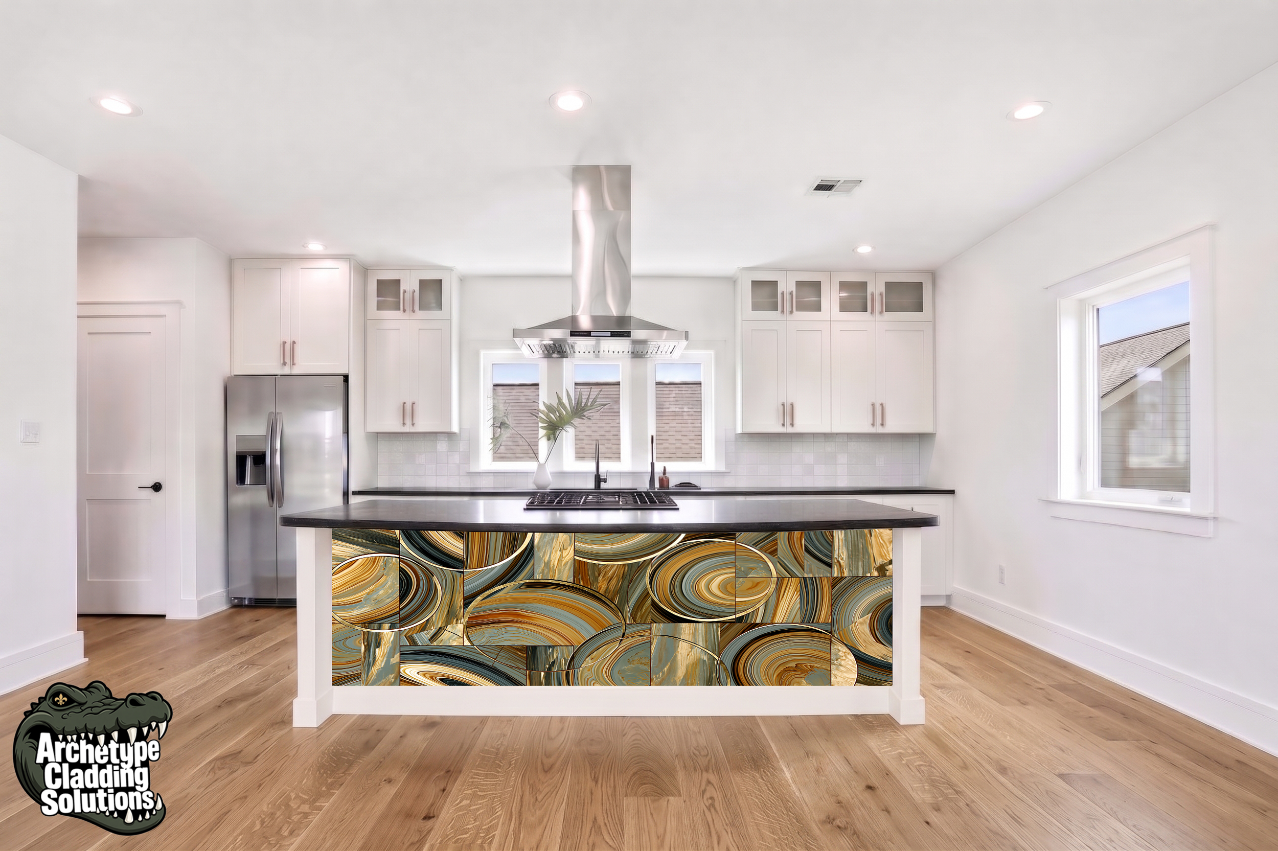 Celestial Grain Medallions – Architectural Kitchen Island Cladding