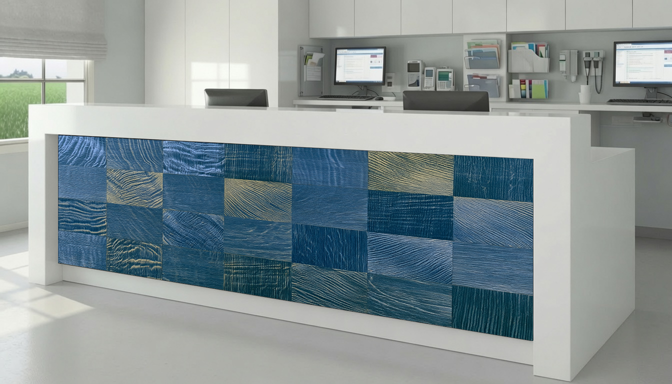 Indigo Aniline Dye Cross-Hatch Mosaic – Architectural Cladding Panels