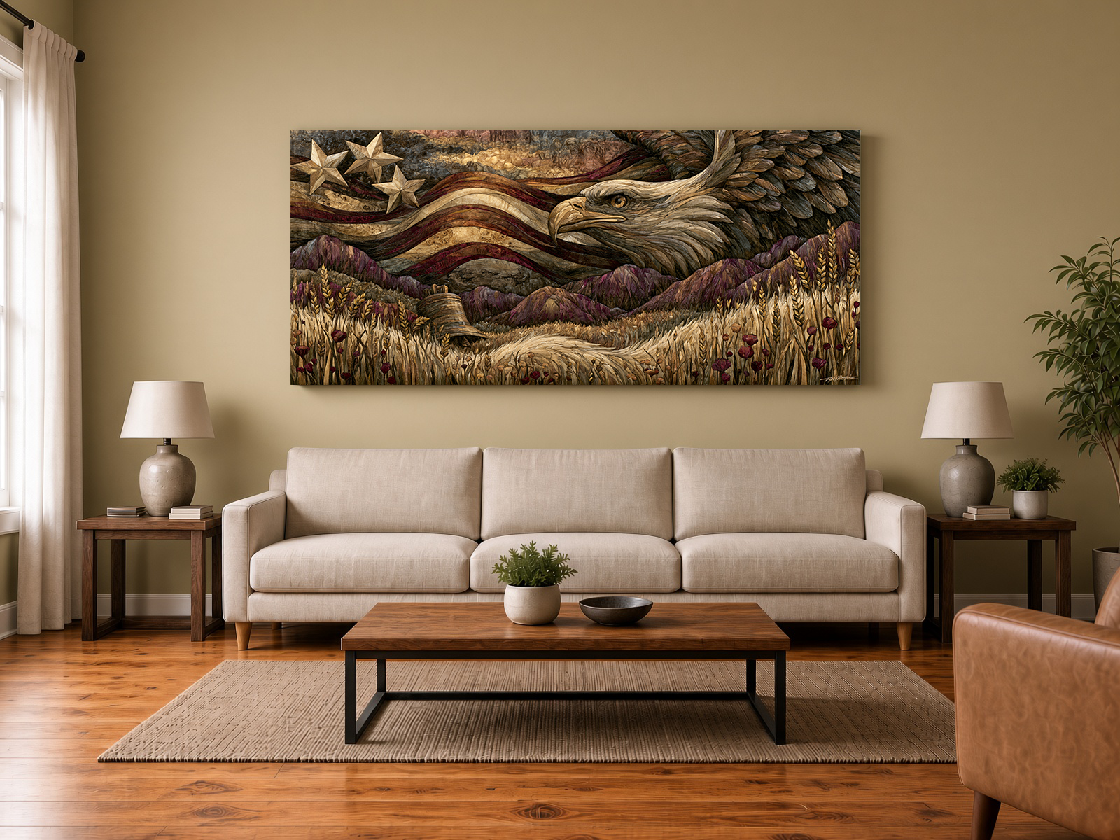 Amber Waves & Soaring Eagle Americana Fine Art Print