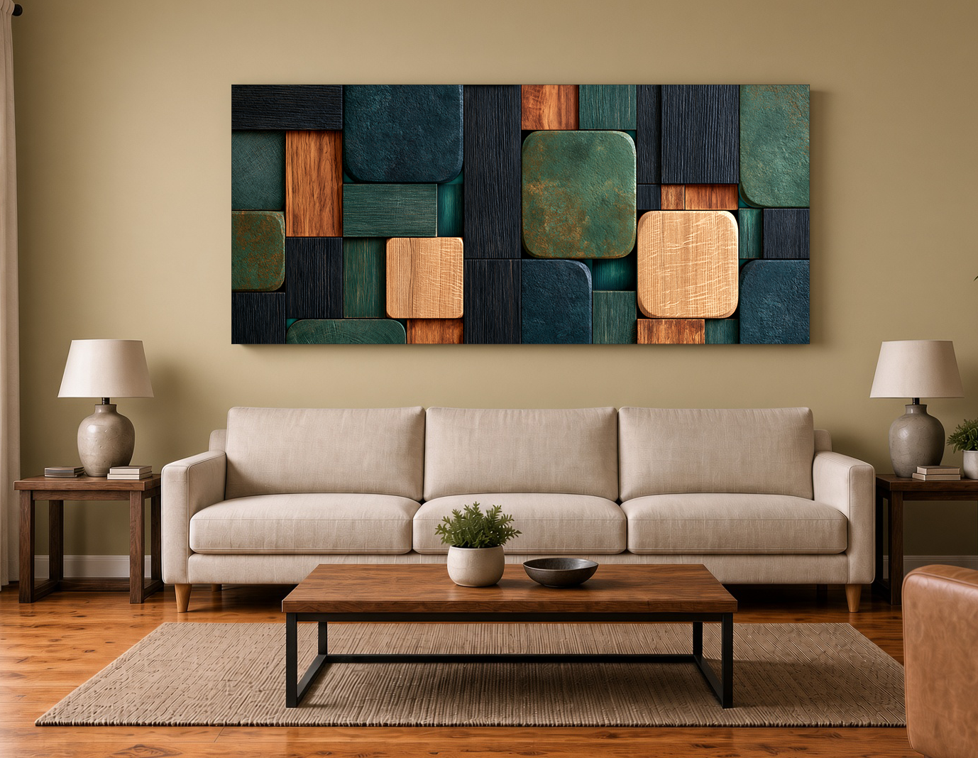 Vibrant Geometric Cubes: Modern 3D Wood Marquetry II