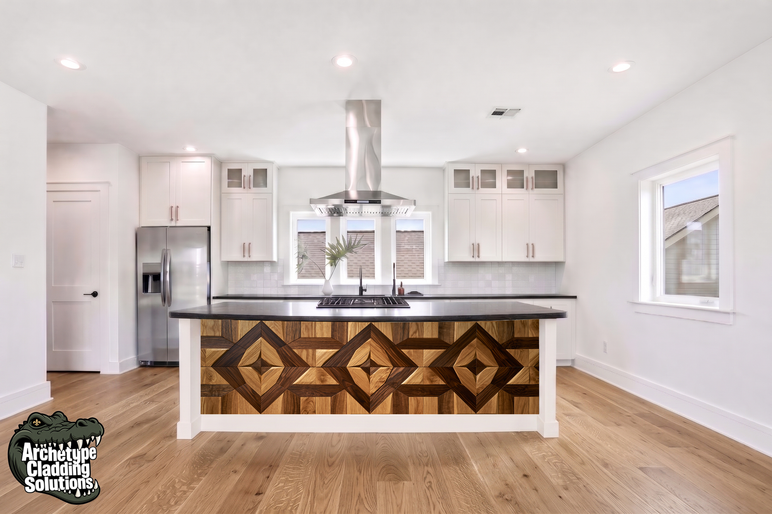 Diamond Parquet Inlay – Architectural Kitchen Island Cladding