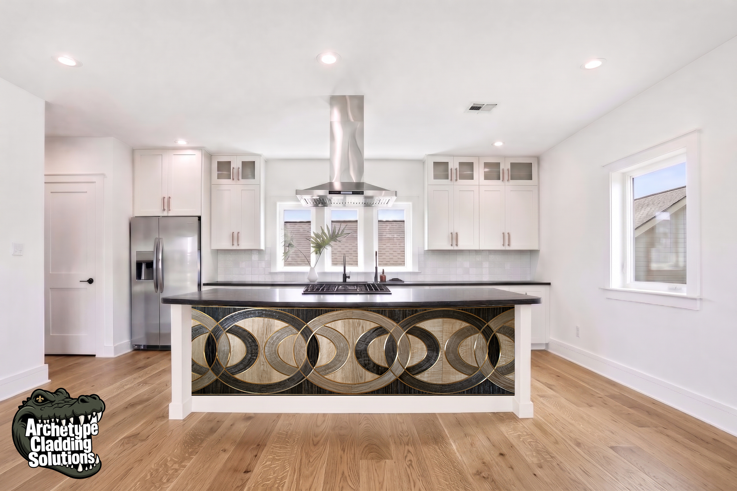 Gold Ring Inlay – Architectural Kitchen Island Cladding
