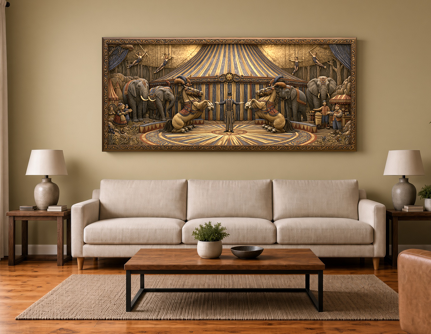 The Big Top: Vintage 1940s Circus Wood Marquetry