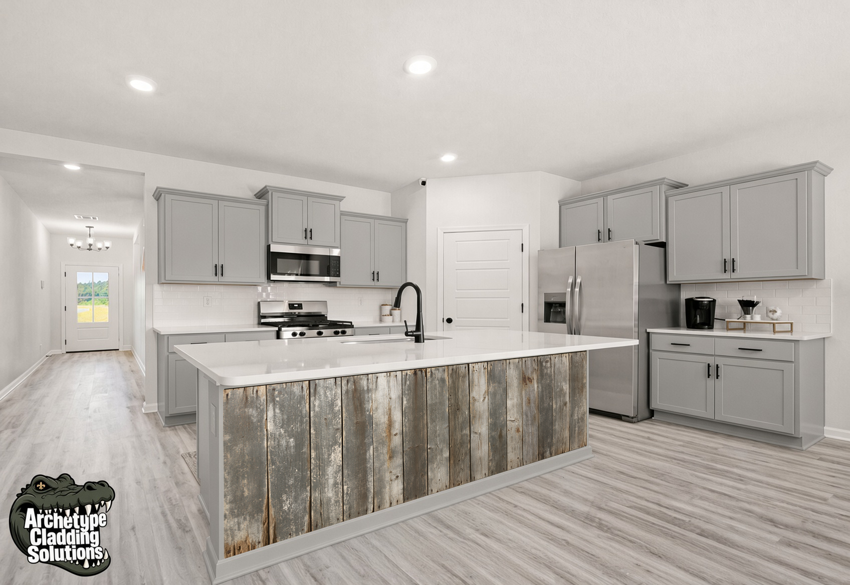 Weathered Gray & Beige Reclaimed Plank – Architectural Cladding Panels