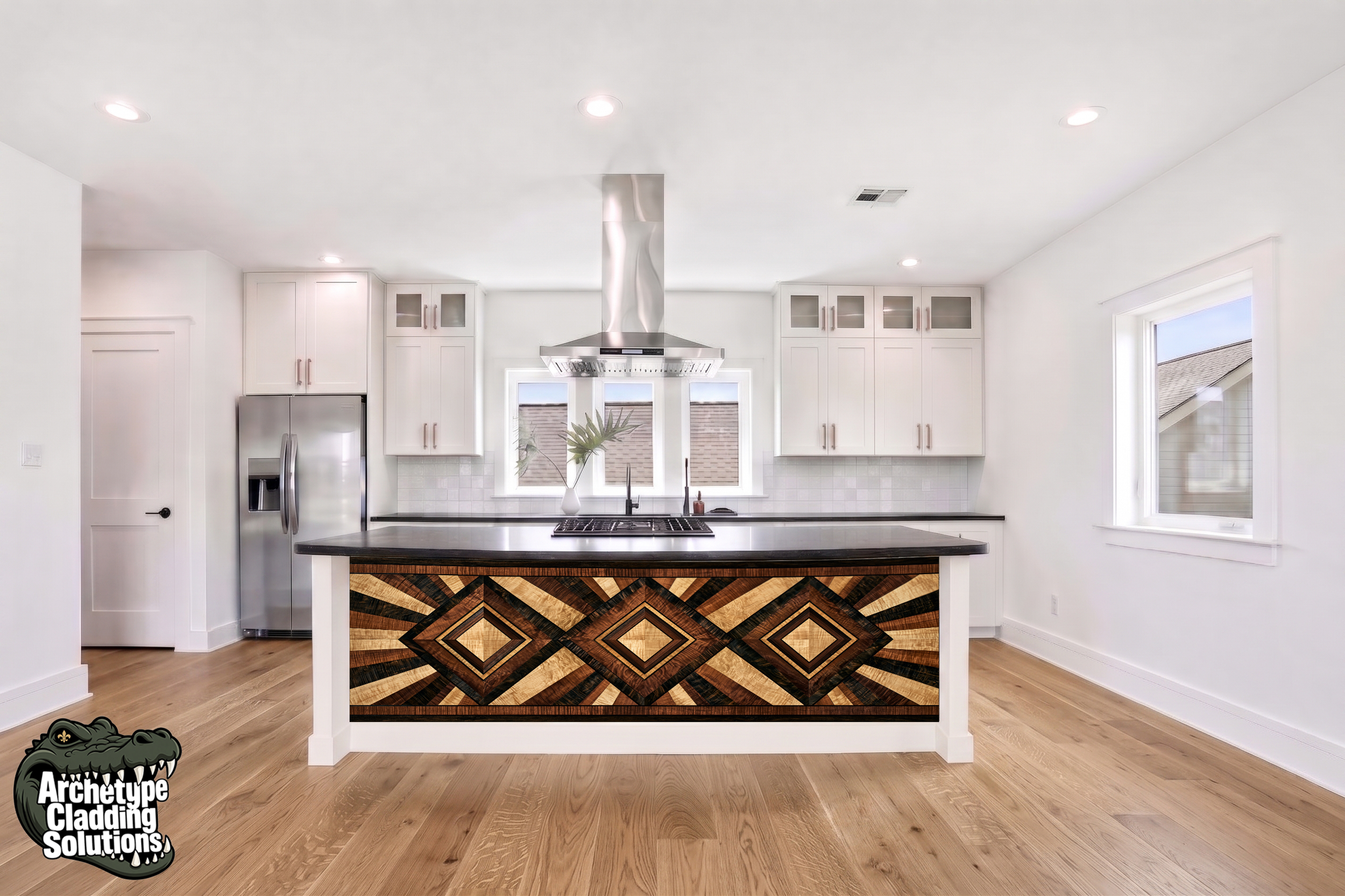 Deco Diamond Marquetry – Architectural Kitchen Island Cladding