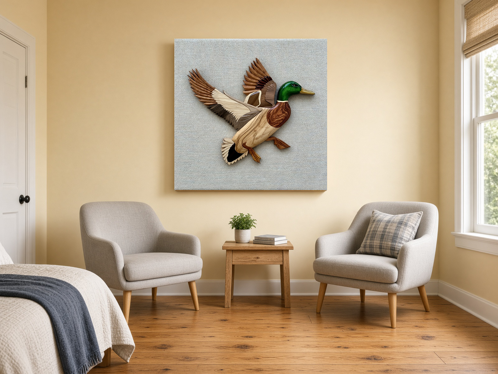 Wood Intarsia Mallard Drake Fine Art Portrait