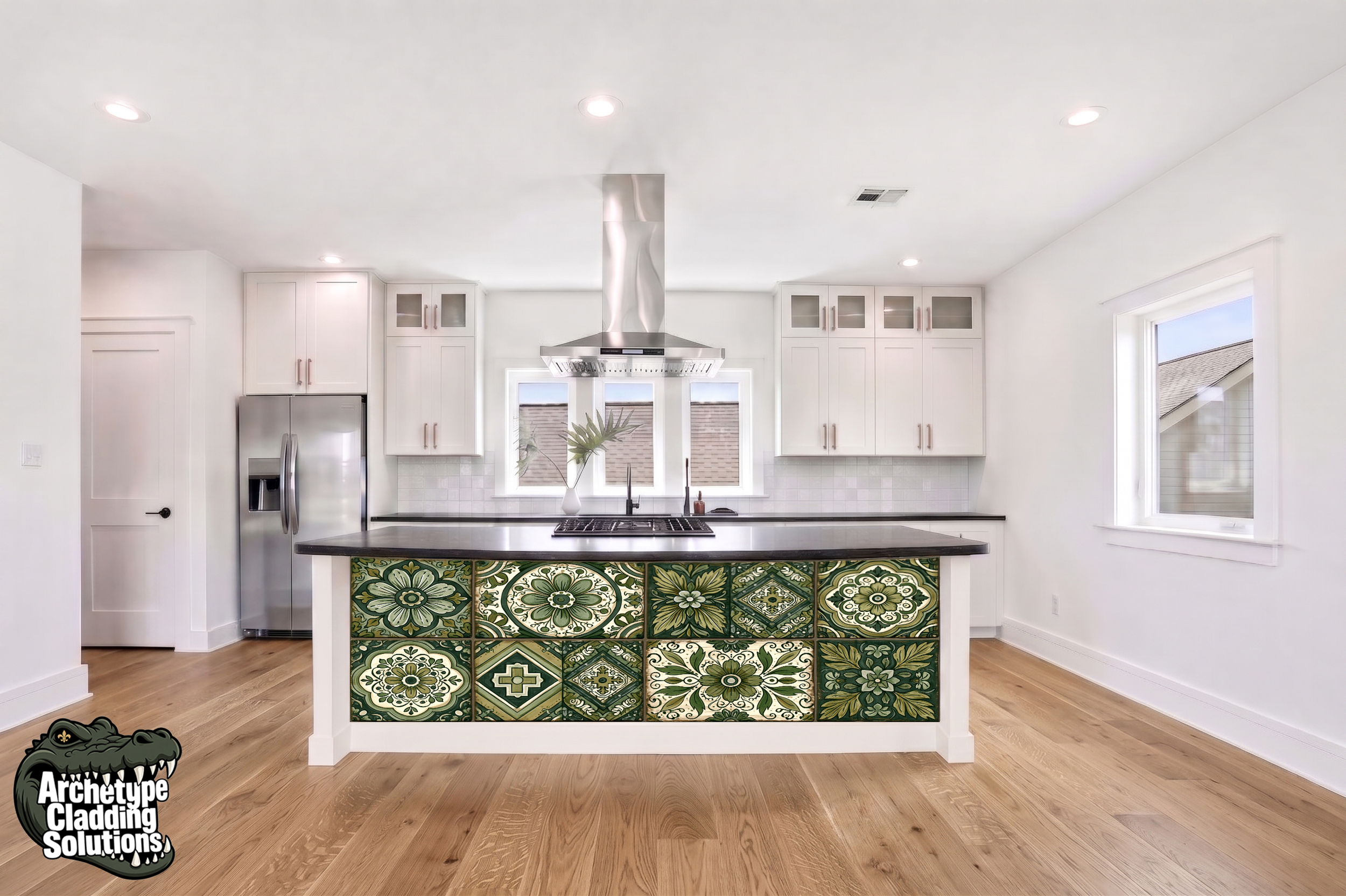 Verde Patchwork Tile – Architectural Kitchen Island Cladding
