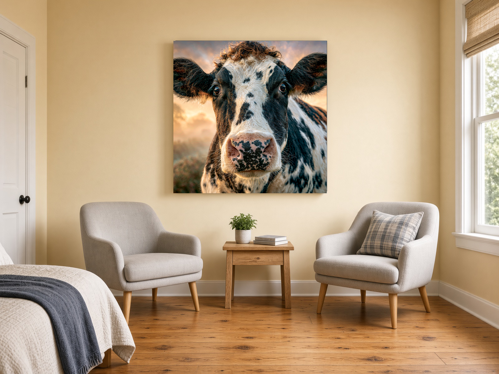 Whimsical Farmhouse Cow Fine Art Print