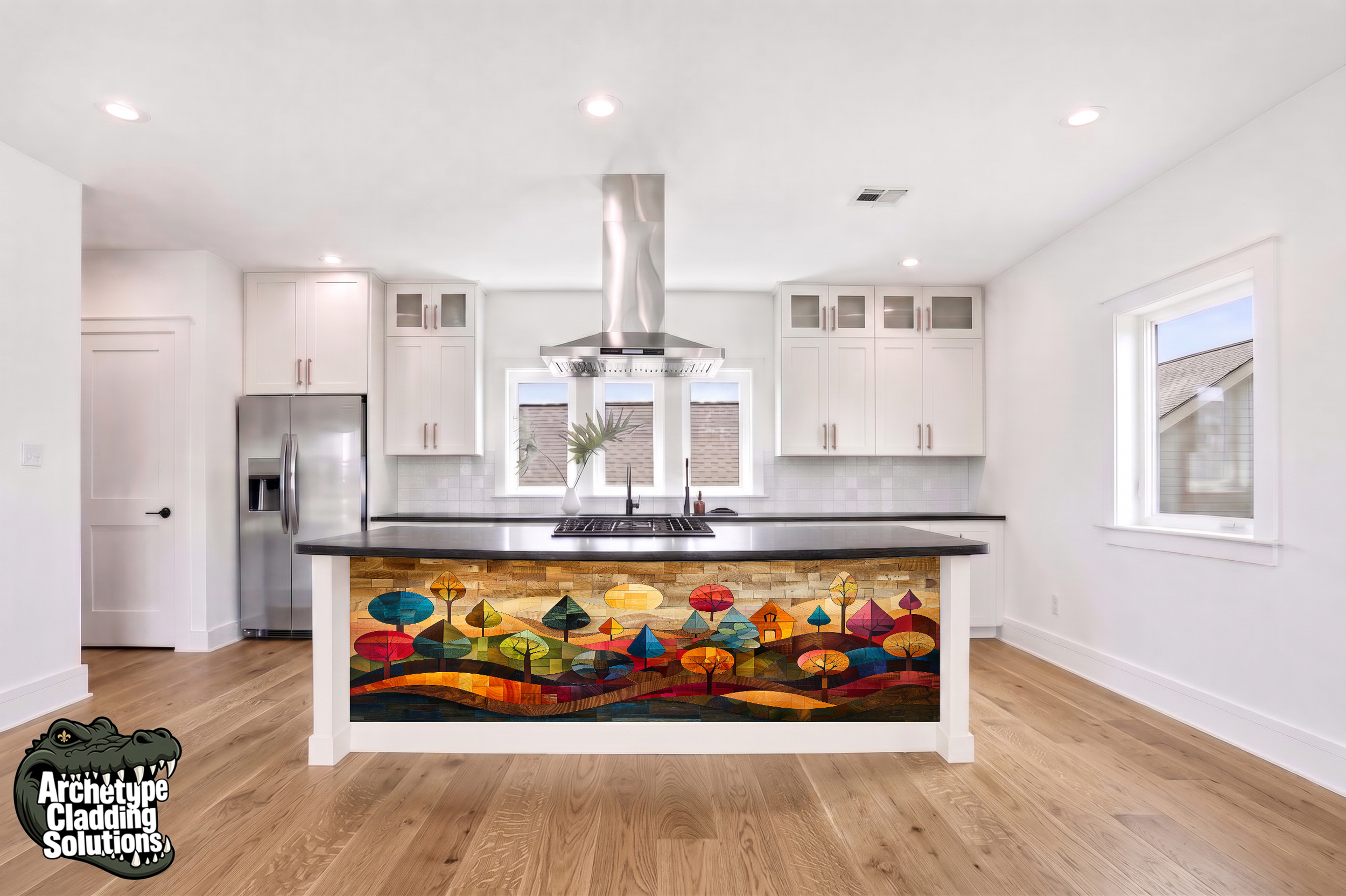 Hillside Tree Mosaic – Architectural Kitchen Island Cladding