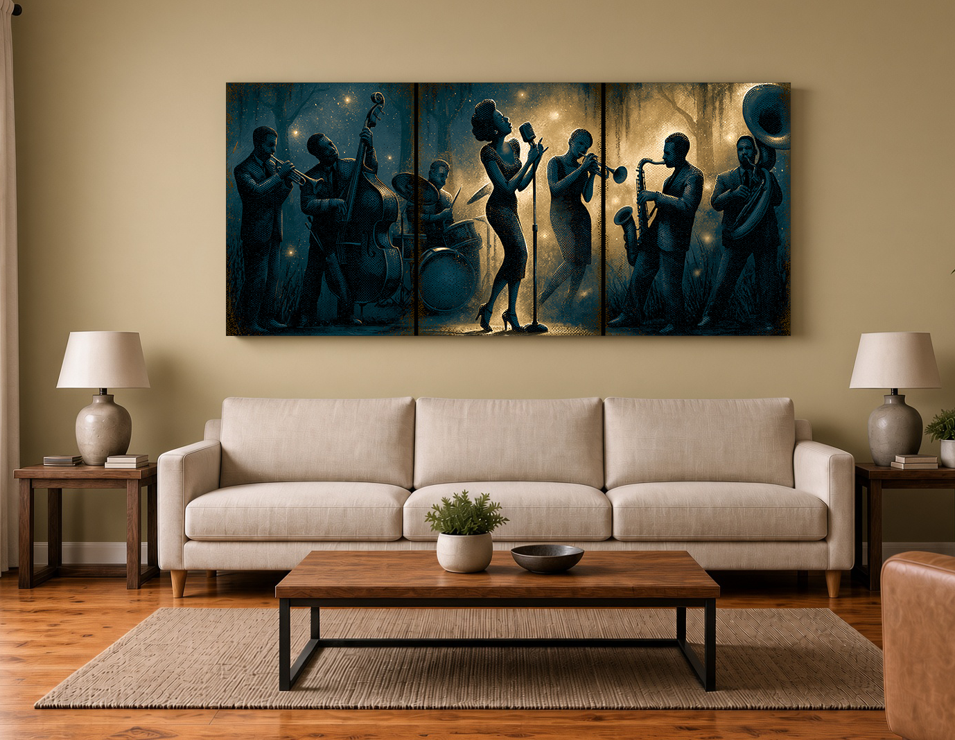 Bayou Jazz Singer & Cypress Fireflies Perforated Silhouette Wall Art Print (Copy)