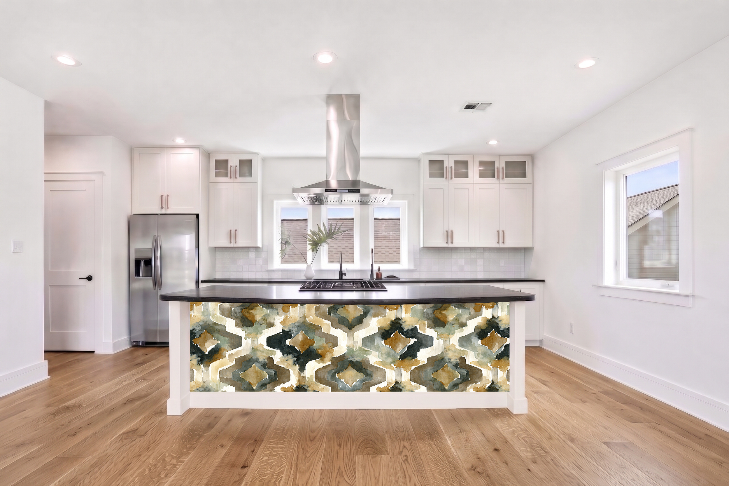 Slate, Sage & Ochre Watercolor Trellis III – Architectural Cladding Panels