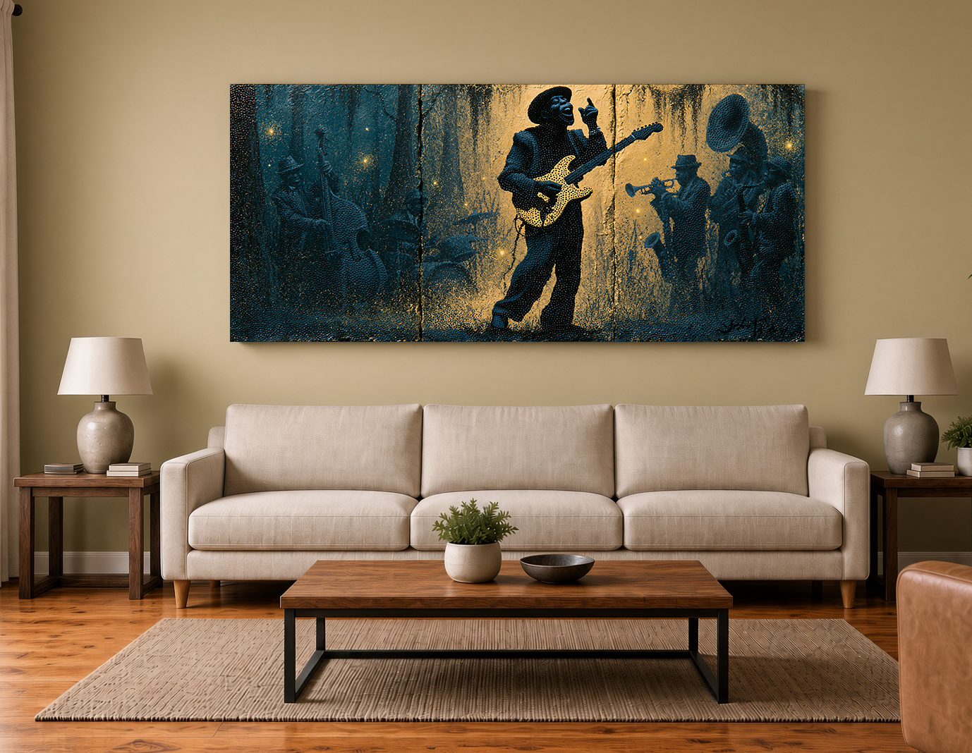 Blues Guitarist Buddy Guy Perforated Silhouette Wall Art Print II