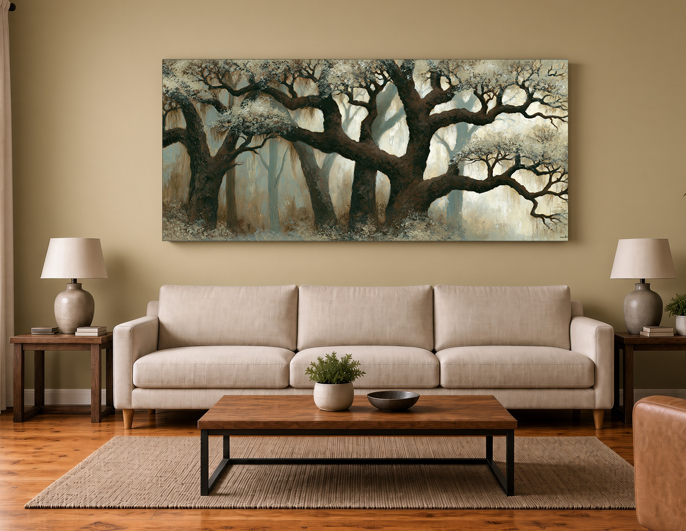 Painterly Winter Live Oaks Landscape Fine Art Print