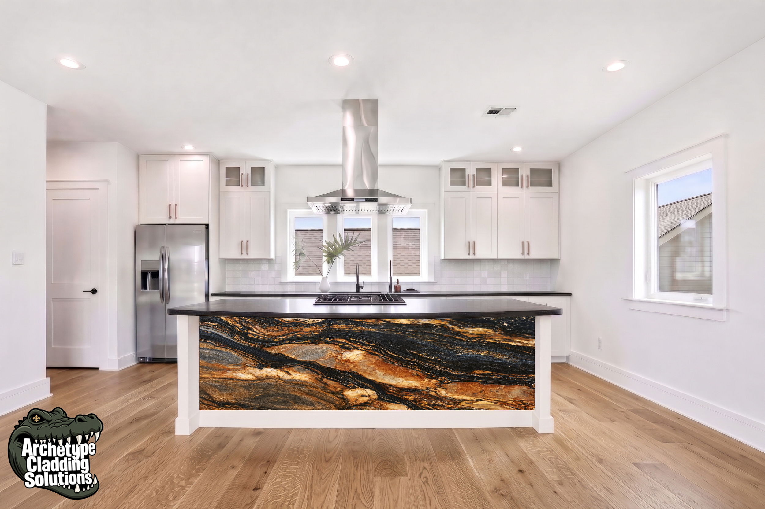 Magma Gold Quartzite – Architectural Kitchen Island Cladding