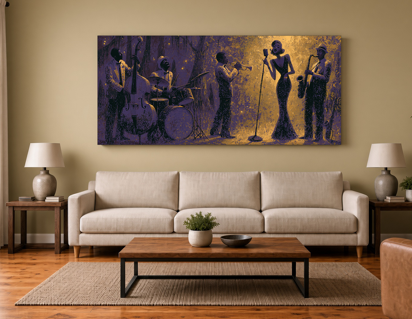 Bayou Jazz Diva & Ensemble Perforated Silhouette Wall Art Print