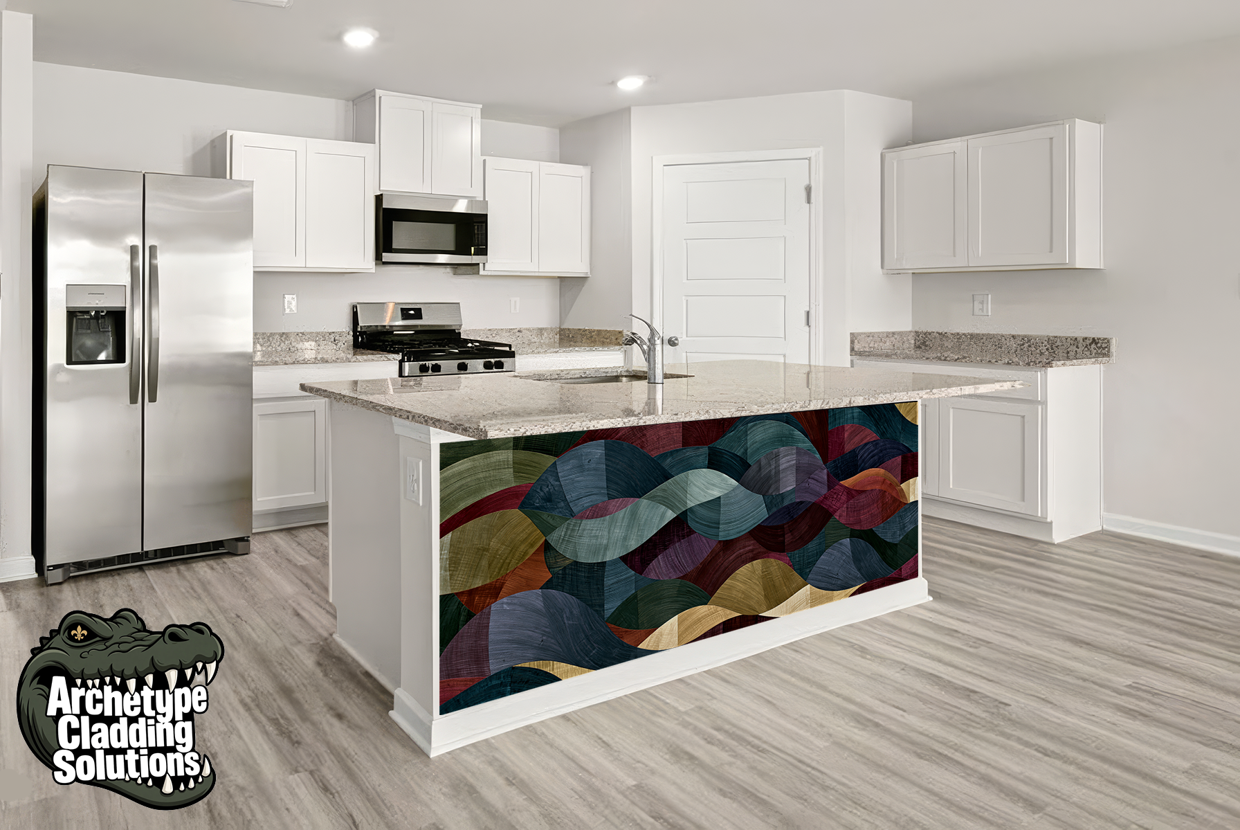 Jewel Scale Waves – Architectural Kitchen Island Cladding