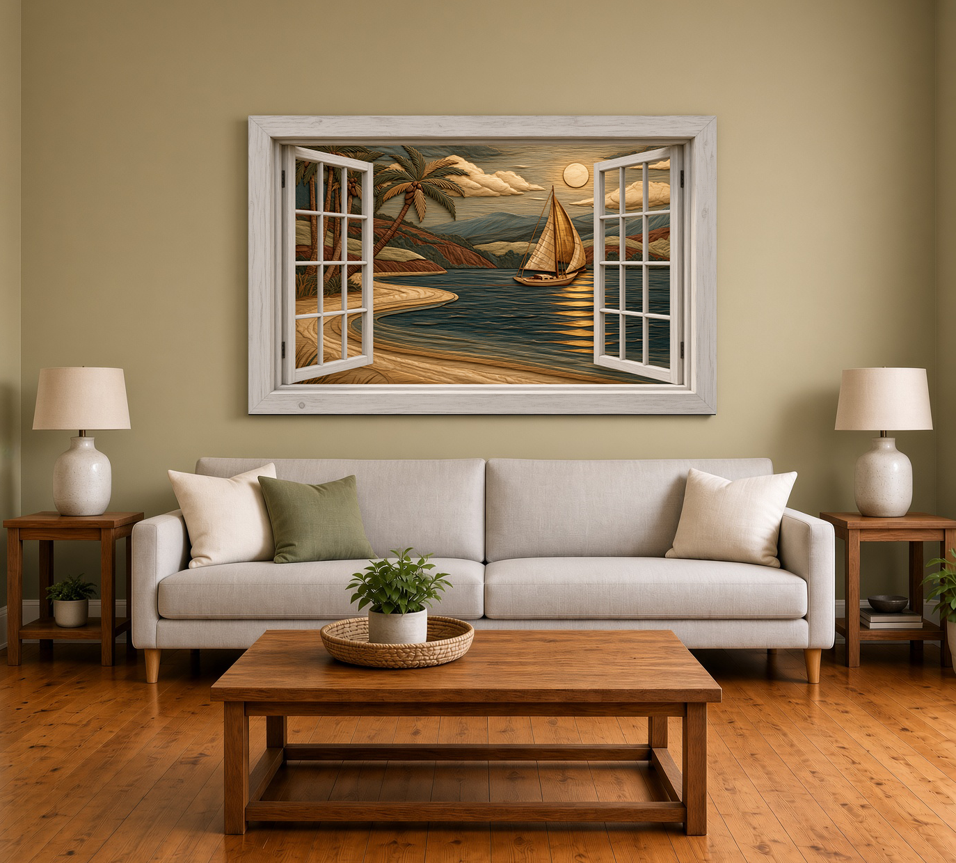 Tropical Cove Sailboat at Sunset