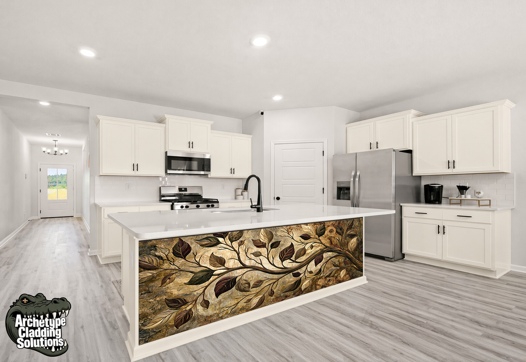 Autumn Vine Inlay – Architectural Kitchen Island Cladding