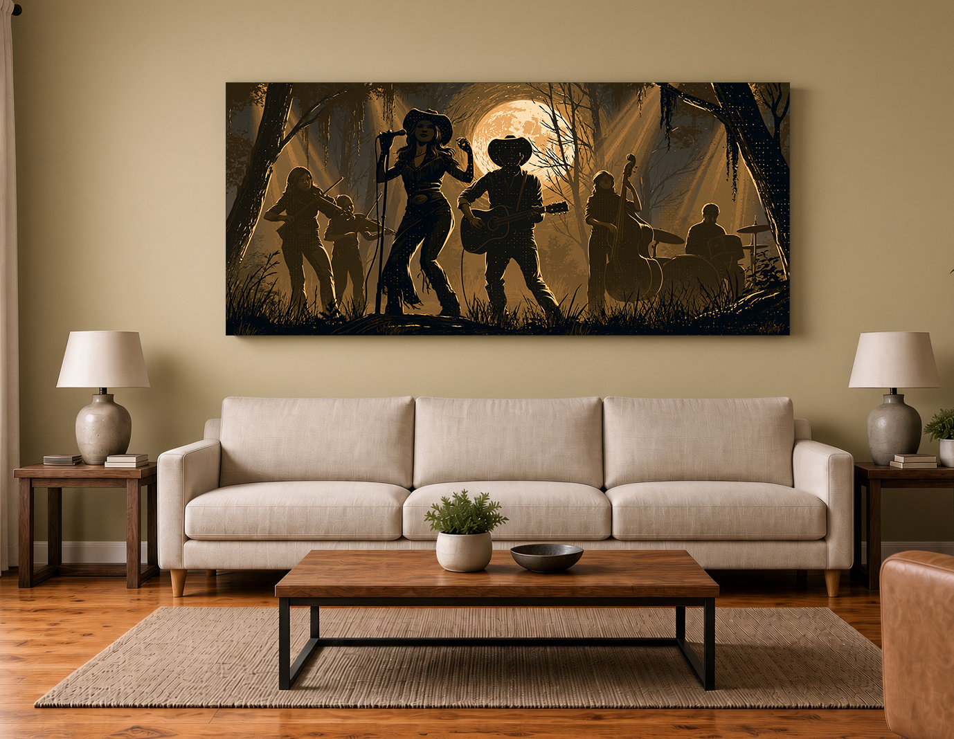 Country Western Band Perforated Silhouette Wall Art Print II