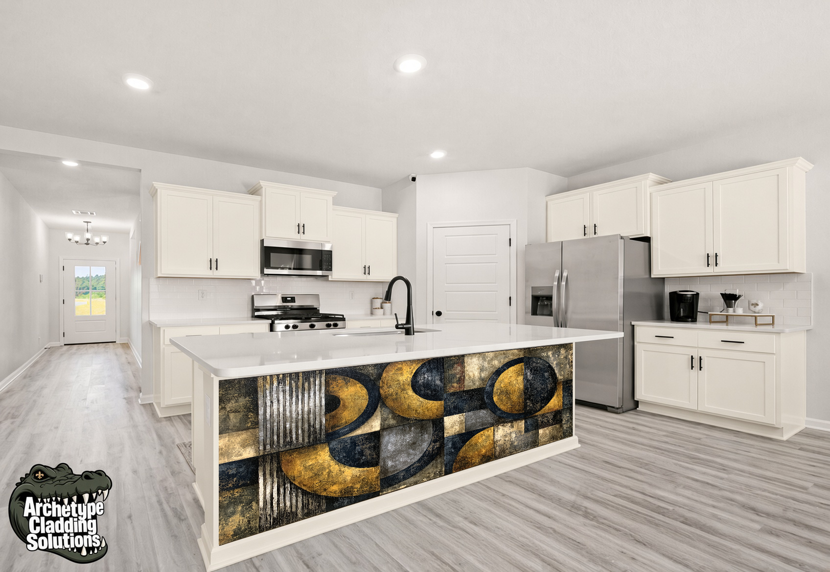 Gold Navy Deco – Architectural Kitchen Island Cladding