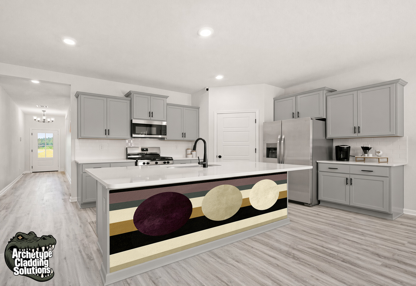 Plum & Warm Cream Circle Medallion – Architectural Cladding Panels