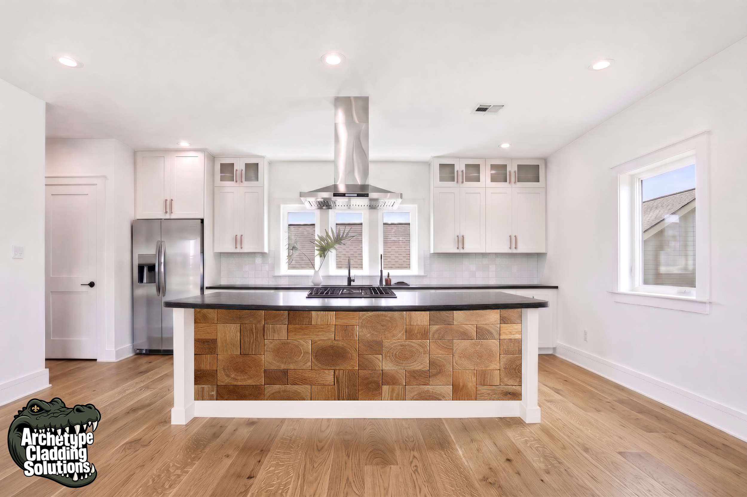 Oak End Grain Blocks – Architectural Kitchen Island Cladding