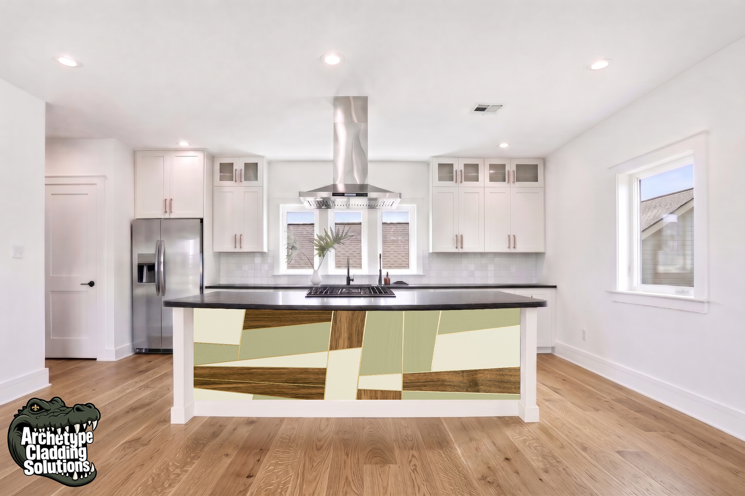 Sage Gold Facets – Architectural Kitchen Island Cladding