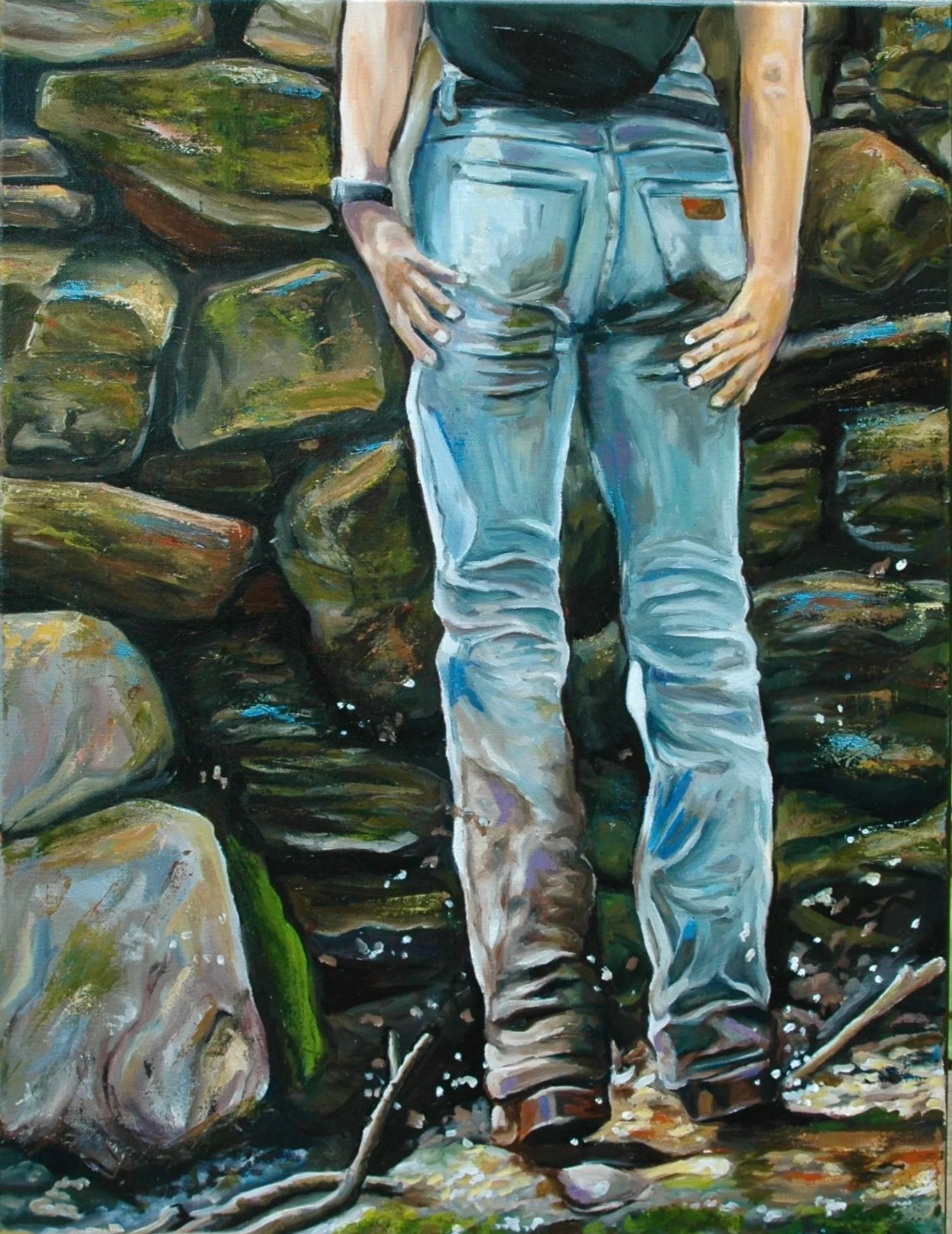 Muddy Jeans, 18x24 Acrylic on Canvas