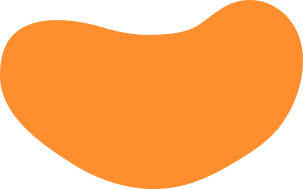 Hand-drawn orange bean-shaped blob